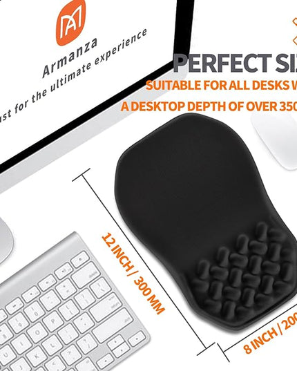 Ergonomic Slope Mouse Pad Wrist Support, Wrist Rest Mousepad for Carpal Tunnel Pain Relief with Massage Bulge and Slow Rebound Memory Foam (12x8 inch, Black)