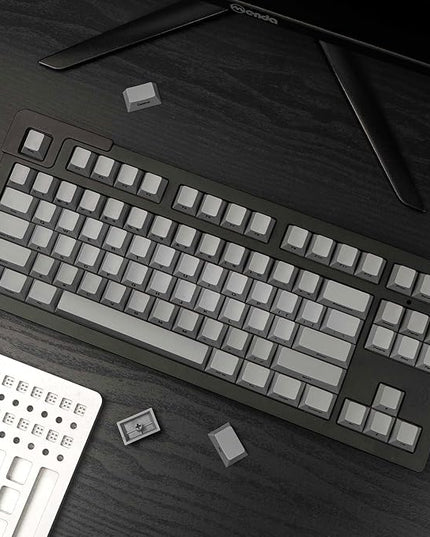 mintcaps PBT Gray Keycaps Cherry Profile DYE-Sub Custom Minimalist Key Caps for 60% 65% 75% 80% Cherry Gateron MX Switches Mechanical Keyboards (107Keys Keycaps)