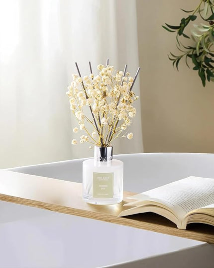 Airkeep Reed Diffuser Set, 3.38 fl oz (100 ml) - Jasmine Lily Lemon Oil Diffusers with 8 Reed Sticks, Home Fragrance Reed Diffuser for Bathroom Shelf Decor