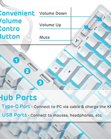 RK ROYAL KLUDGE RK96 90% Triple Mode BT5.0/2.4G/USB-C Hot Swappable Mechanical Keyboard with Magnetic Wrist Rest, 96 Keys Wireless Gaming Keyboard with Software, Blue Backlight