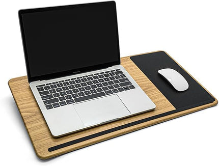 ergomi Lap Desk with Soft Cushion and Wrist Rest – Portable Laptop Desk for Bed, Couch & Home Office, Removable Mouse Pad & Anti-Slip Strip for 17 inch Laptop (Large, Wood Pattern)