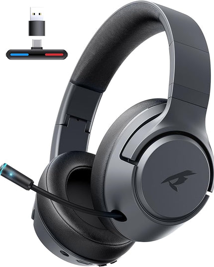 Wireless Gaming Headset for Nintendo Switch丨OLED丨Lite,2.4Ghz USB & Type-C， Bluetooth 5.4 Gaming Headphones with Noise Cancelling Microphone, 40Hr Battery, for PS5, PS4, PC, Mac, Laptop, Grey