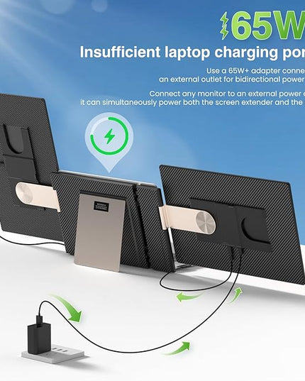 FLYTOCCA 16" Laptop Screen Extender, Updated 1200P FHD Portable Monitor with 16:10 Aspect Ratio Screen, Rotation Detachable Screen, Laptop Monitor Extender Compatible with Windows, Mac, Chrome