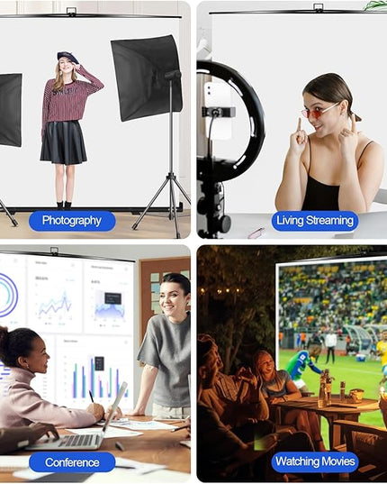 FUDESY 78.7 x 93in Large Collapsible White Backdrop Screen, Portable Retractable Pull Up Panel Wrinkle-Resistant Photo Background for Streaming, Video Conference, Photographic Studio