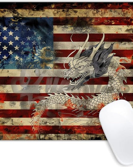 Square Mouse Pad National Flag and Chinese Dragon-1,Gaming Mouse Pads for Desk,Soft Computer Waterproof Non-Slip Mouse Mat