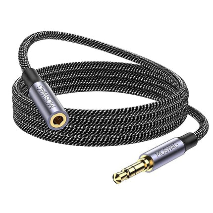 MOSWAG 10FT/3Meter 3.5mm Extension Cable Audio Male to Female Stereo Extension Adapter Nylon Braided Cord Compatible for Home/Car Stereos Smartphones Headphones Tablets Media Players and More