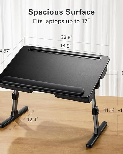 HUANUO Laptop Bed Desk, Laptop Tray Computer Lap Desk for Bed Couch Sofa Floor, Bed Tray for Working, Eating, Foldable Lap Stand Table with Height Adjustment & 35° Adjustable Tilt Angle, HNLD19