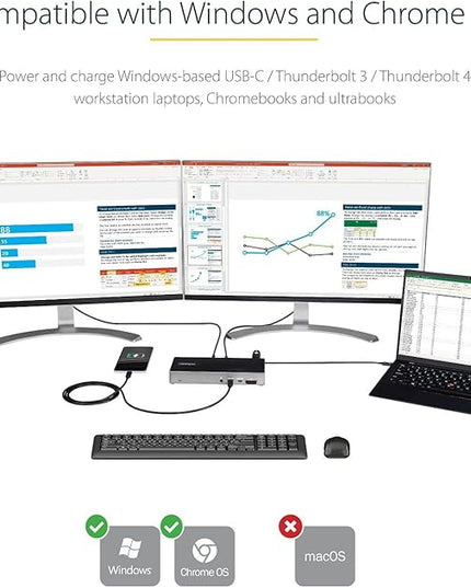 StarTech.com USB C Dock - Triple 4K Monitor USB Type-C Docking Station - 100W Power Delivery - DP 1.4 Alt Mode & DSC, 2X DisplayPort 1.4/HDMI 2.0-6xUSB (2X 10Gbps), SD - Windows/Chrome (DK31C2DHSPD)