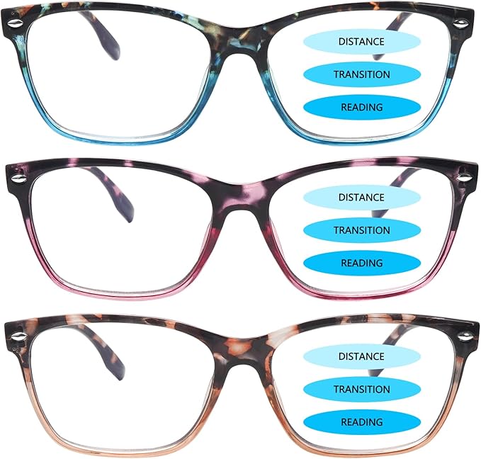 CLASAGA Progressive Multifocus Reading Glasses for Women, Pattern Print Blue Light Block Stylish Ladies Computer Readers
