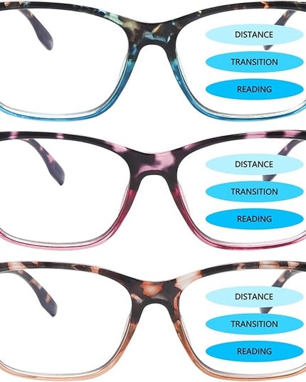 CLASAGA Progressive Multifocus Reading Glasses for Women, Pattern Print Blue Light Block Stylish Ladies Computer Readers
