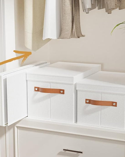Foldable Storage Bin, 7.1 x 9.1 x 13 Inch Storage Box with Lid, Closet Organizer for Organizing with Handles, White, 1-Pack
