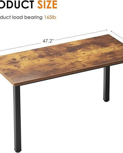 Need Computer Desk, 47 inch Home Office Desk, Modern Simple Style Home Office Gaming Desk, Basic Writing Table for Study Student, Black Metal Frame, Rustic Brown