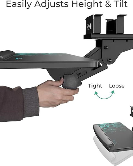 EUREKA ERGONOMIC Height Adjustable Mouse & Keyboard Tray Under Desk, 28x10'' Large Slide Out Swivel Tilt Computer Keyboard Drawer with Mouse Pad for Gaming Home Office Desk, Dual Mount