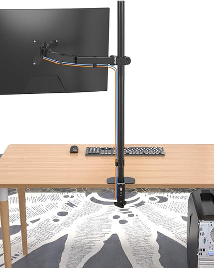 Pholiten Extra Tall Single Monitor Desk Mount Stand with 31.5inch Pole for 13 to 32 inch Screens,Fully Adjustable Monitor Arm Mount for Desk,Holds up to 22lbs