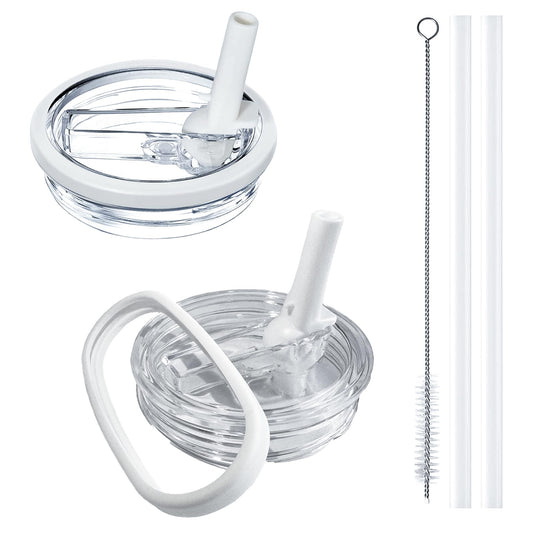 Aooiiysd 2 Pack Stanley Lid Replacement 40 oz, with Leak Proof and Flip Straw Lid, Stanley Cup Accessories, for Stanley Quencher H2.0 40 oz Tumbler (Only), BPA Free (Milk White)