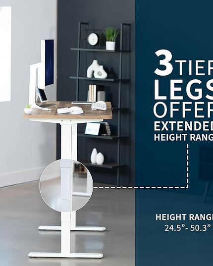 VIVO Electric 55 x 28 in Dual Motor Sit Stand Desk, Memory Height Adjustment, 2B Series, Reclaimed Wood Top White Frame, DESK-KIT-2W55P