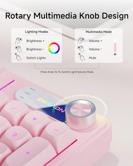C98 Wired Keyboard and Mouse Combo, Wired Computer Keyboards with Wrist Palm, Double-Shot Keycaps, Silent RGB Backlight Keyboard for Windows/MAC/PC (Pink)