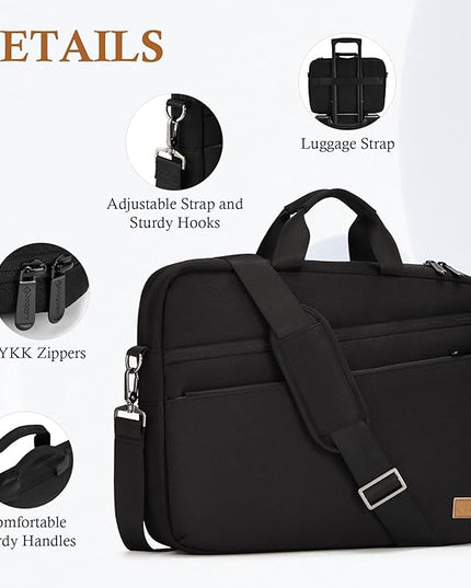 15 15.6 16 17 17.3 inch Laptop Computer PC Shoulder Bag Carrying Case, Water-Repellent Briefcase