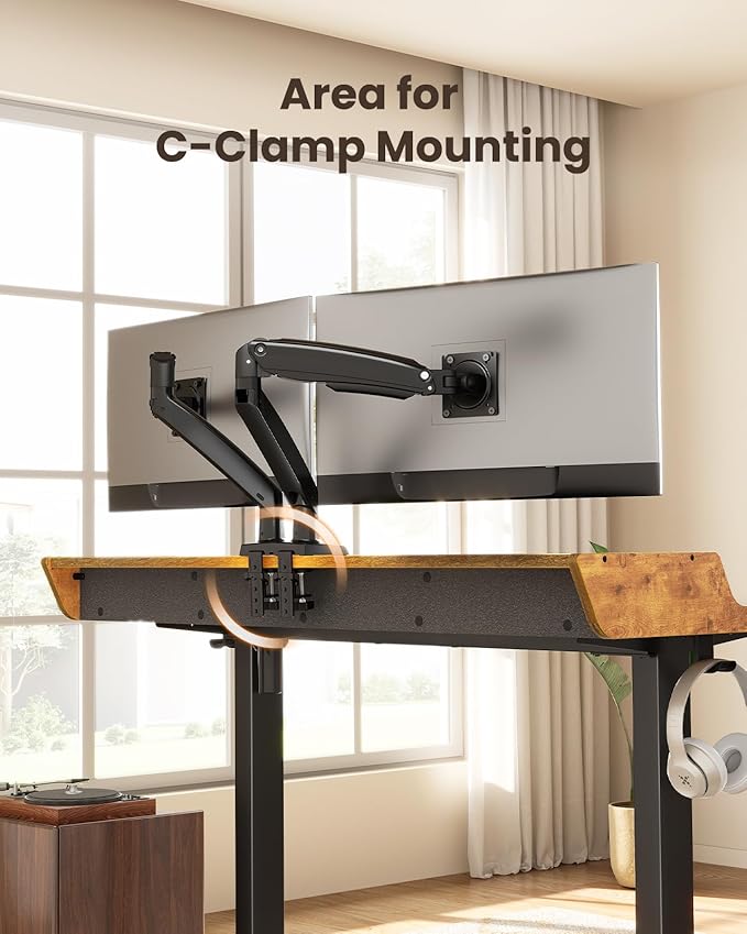 ErGear Electric Standing Desk with Drawers, 63″ x 28″ Gaming Table Compatible Monitor Stand, Stand up Desks, Home Office Height-Adjustable Desk with Storage Shelf, 4 Preset Heights, Vintage Brown