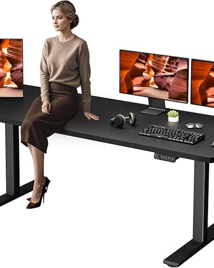 Dual Motor Standing Desk, Large Stand Up Desks, 79x31 Inches Electric Sit Stand Desk, 4 Memory Preset Adjustable Height Home Office Desk (Black)