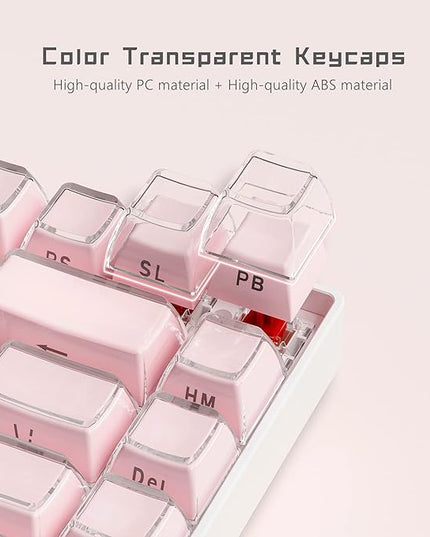Womier Jelly Keycaps-Crystal Cute Keycaps Pink 60 65 75 100 Percent, Side Printed Elegant Key caps Custom113 Keys, OEM Profile for 61/68/84/87/98/100 Cherry Gateron MX Mechanical, Pink