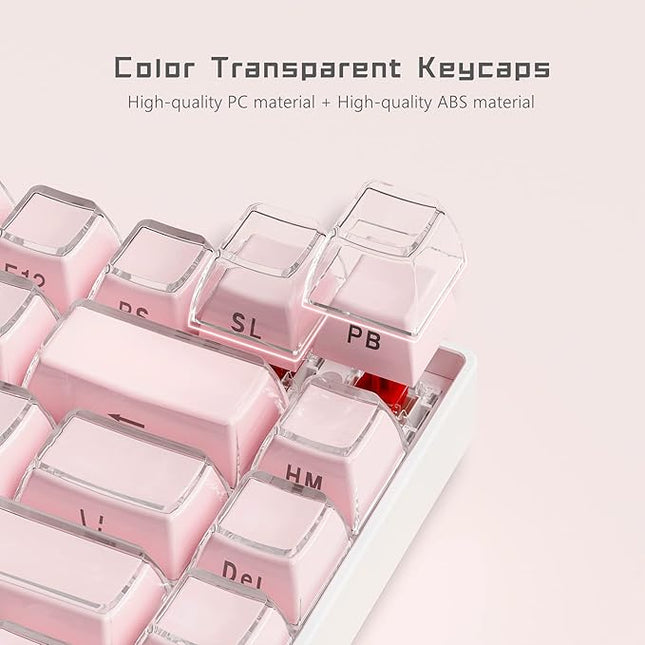 Womier Jelly Keycaps-Crystal Cute Keycaps Pink 60 65 75 100 Percent, Side Printed Elegant Key caps Custom113 Keys, OEM Profile for 61/68/84/87/98/100 Cherry Gateron MX Mechanical, Pink