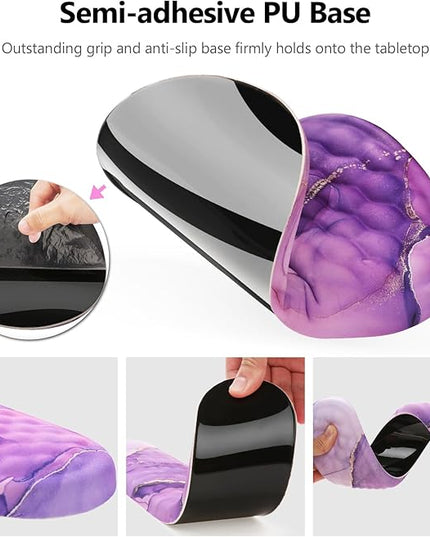 Mouse Pad Wrist Support, Laokiiy 2 in1 Keyboard Wrist Rest+ Ergonomic Mouse Pad, Non-Slip Wrist Rest for Computer Keyboard, Made Easy Typing & Relieve Wrist Pain(Amethyst Purple Marble)