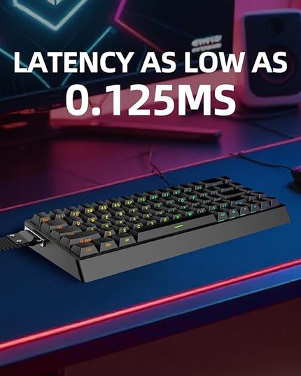 ND68 68 Keys Wired Magnetic Switch Keyboard, 0.005MM RT Accuracy, 8KHZ Polling Rate/Latency As 0.125MS/256KHZ Single Key Scan Rate/ARGB，Hot Swappable,Gasket Structure Gaming Keyboard（Black）