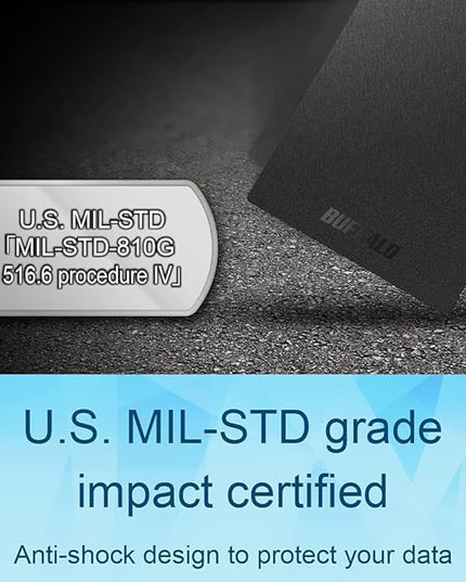 BUFFALO External SSD 2TB - Compatible with PS4 / PS5 / Windows/Mac - USB-C - USB-A - USB 3.2 - External Solid State Drive - SSD-PG2.0U3B