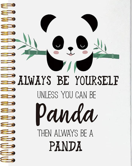 VNWEK Cute Panda Always Be Yourself Unless You Can Be a Spiral Notebook Journal 5.5 x 8.3 inches,Panda Lover Gifts Themed Lined Hardcover Spiral Notebook