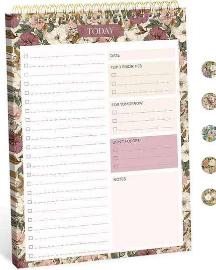 Taja To Do List Notepad - To Do List Notebook for Work with 52 Sheets, 9.8" x 6.5", Undated Daily Planner Perfect for Daily Tasks and Goal Setting, Notepad Suitable for Office, Home & School - Mauve Muse