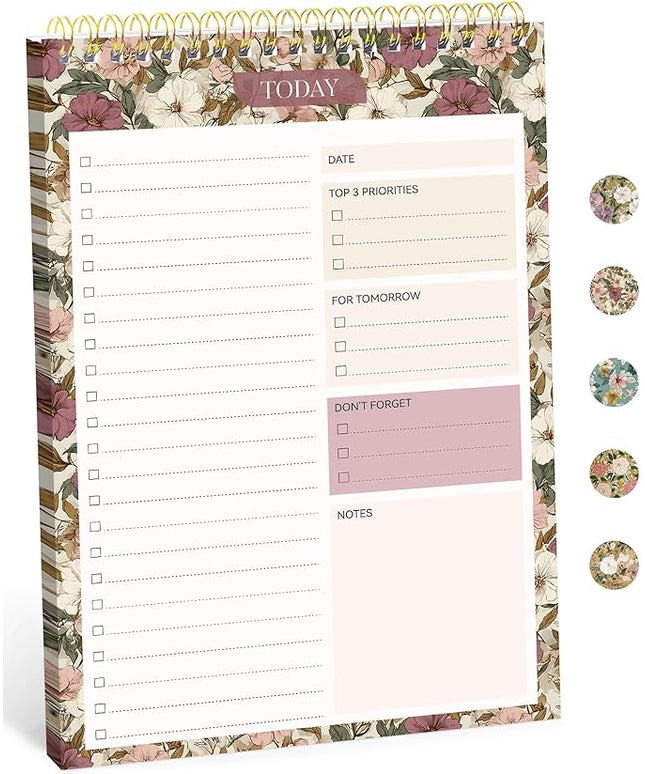 Taja To Do List Notepad - To Do List Notebook for Work with 52 Sheets, 9.8" x 6.5", Undated Daily Planner Perfect for Daily Tasks and Goal Setting, Notepad Suitable for Office, Home & School - Mauve Muse