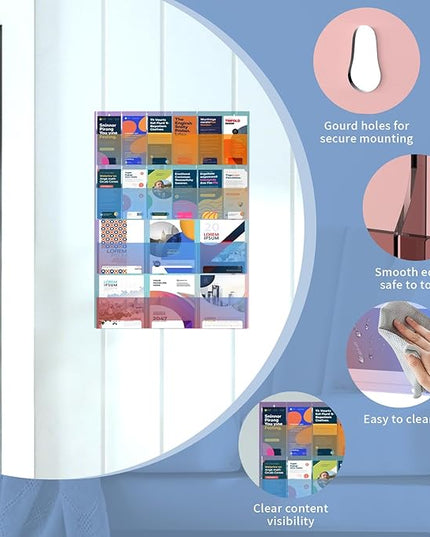 Iridescent Acrylic Wall Mounted Brochure Holder, 6 Magazine Holders and 12 Pamphlet Holders, Color-Shifting Display Rack, Trifold Flyer Rack, Literature Storage Rack for Home, Offices, Waiting Room
