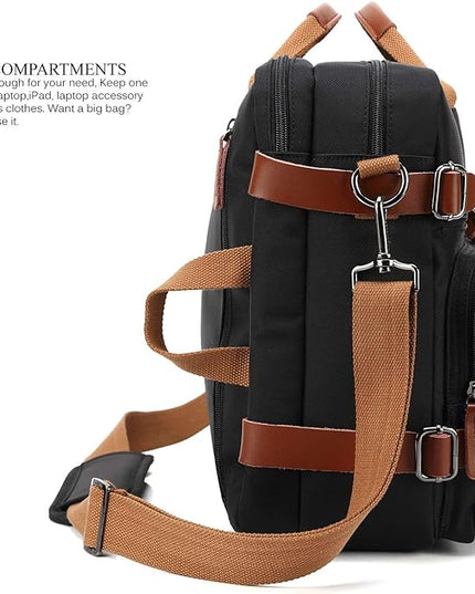 CoolBELL Convertible Backpack Messenger Shoulder Bag Laptop Case Handbag Business Briefcase Multi-Functional Travel Rucksack Fits 17.3 Inch Laptop for Men/Women (Black)
