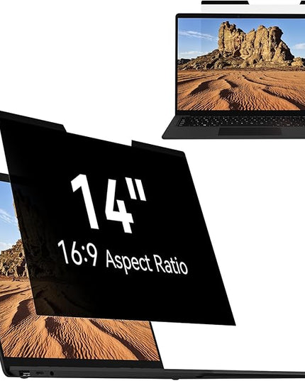 Mamol Magnetic Laptop Privacy Screen 14 inch ,16:9 Aspect Removable Anti Glare Protector Blue Light Privacy Screen Filter,Filter Shield Compatible with HP/Dell/Acer/Asus/Samsung/Lenovo/Thinkpad Envy