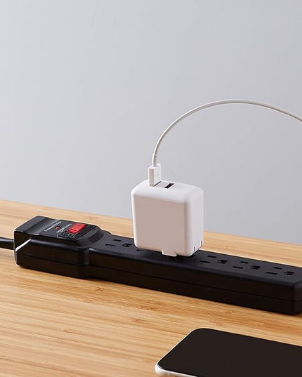Amazon Basics 6-Outlet Surge Protector Power Strip with 200J Protection, Circuit Breaker, 2ft Extension Cord, Black, 20-Pack