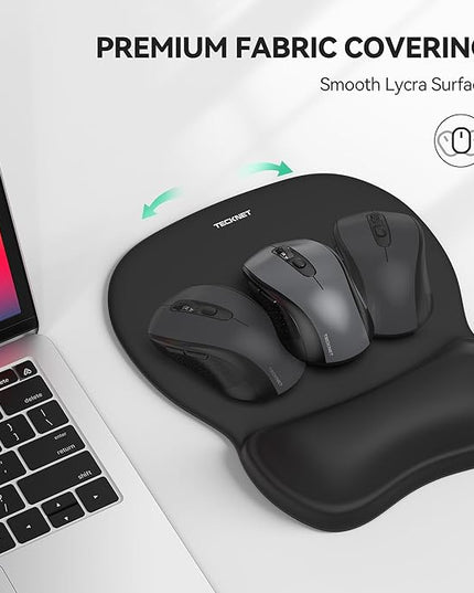TECKNET Gel Mouse Pad with Wrist Rest, Ergonomic Office Mousepad with Wrist Support - Non-Slip & Smooth Surface Comfortable Desk Accessories Mat for Office, Gaming and Study - Charcoal Black