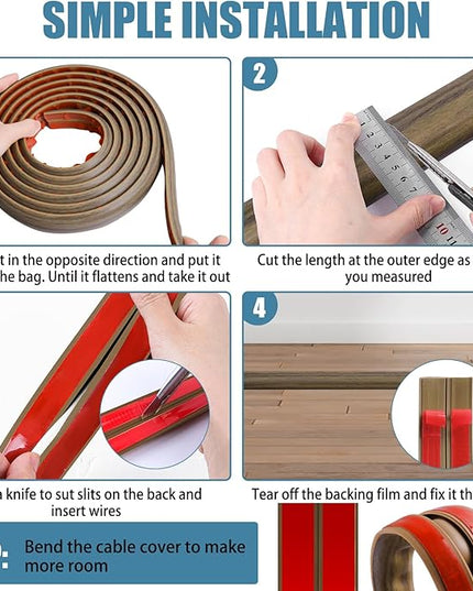 Floor Cord Covers for Wires 10FT Cable Hider Wire Cover Self Adhesive Cord Hider Floor for Offices, Homes, Workshops, Warehouses Cable Cavity 0.39" W x 0.27" H
