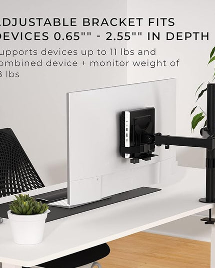 HumanCentric Thin Client Mount Bracket, Mount a Mini PC or Computer to a VESA Monitor Arm or Stand, Pole, or Under Desk or Surface, Devices with 0.65-2.55" in Depth for 75x75 and 100x100mm Patterns