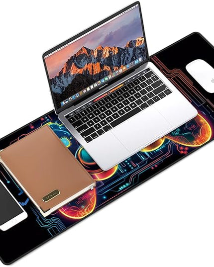 Galdas Gaming Mouse Pad XXL XL Large Long Extended Big Mousepad Non-Slip Rubber Keyboard Mouse Pad with Stitched Edges for Laptop Home Office (31.5x11.8x0.08 Inch) … (Handle)