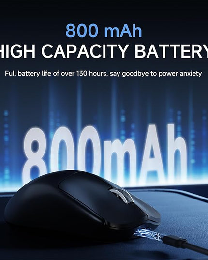 EWEADN X23Pro Wireless Gaming Mouse, PAW3311 Sensor, 49g Lightweight Mouse, 12000 DPI, 2.4G/BT5.0/USB-C Rechargeable Wireless Mouses with 6 Programmable Buttons for Laptop/PC/Mac, Black