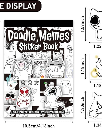 PRSTINCOL Meme Sticker Book, 30 Sheets 460+ Pcs, Black and White Funny Meme Stickers for Adults and Teens, Die Cut Vinyl Stickers for Journaling Scrapbooking DIY