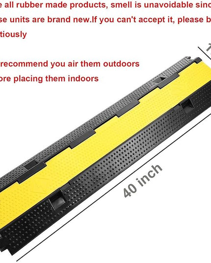 Reliancer 3 Pack Dual Channel Rubber Cable Protector Ramp 2 Channel Traffic Speed Bump 11000lbs Capacity Heavy Duty Driveway Hose Cover Ramp Cord Track Protector Wires Concealer w/Flip-Open Top Cover