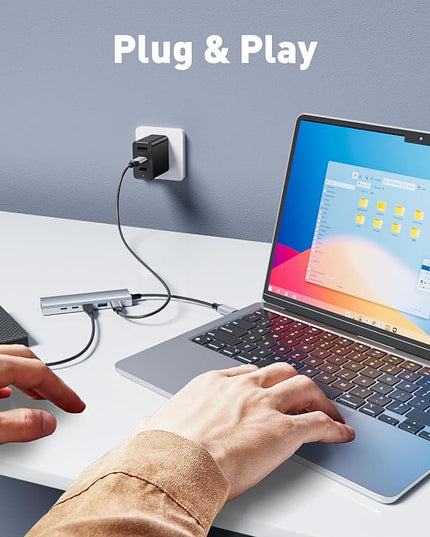 USB-C Hub (6-in-1) Multiport Adapter with 10Gbps USB C 3.2 & USB-A 3.2 4K HDMI, 100W Power Delivery, USBC Dongle for MacBook Pro/Air, iPad Pro, ThinkPad, iMac and More