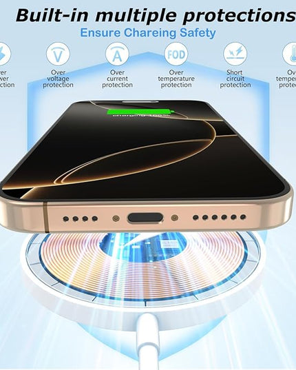 Wireless Charger,[Apple MFi Certified]15W Magnetic Charger 2Pack 3FT Magnetic Charge Pad with USB C Port PD Block Fast Charging Wireless Charge for iPhone Air/17 Pro Max/16 Pro/16 Plus/16e/15/14/13/12