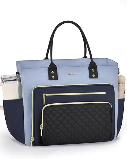 LOVEVOOK Laptop Tote Bag for Women, Teacher Work Bags Computer Laptop Bag, Nurse Bags With Large Cup Holder, Professional Briefcase Business Large Purses Handbag, Diaper Bag Mother Gift, 17 Inch