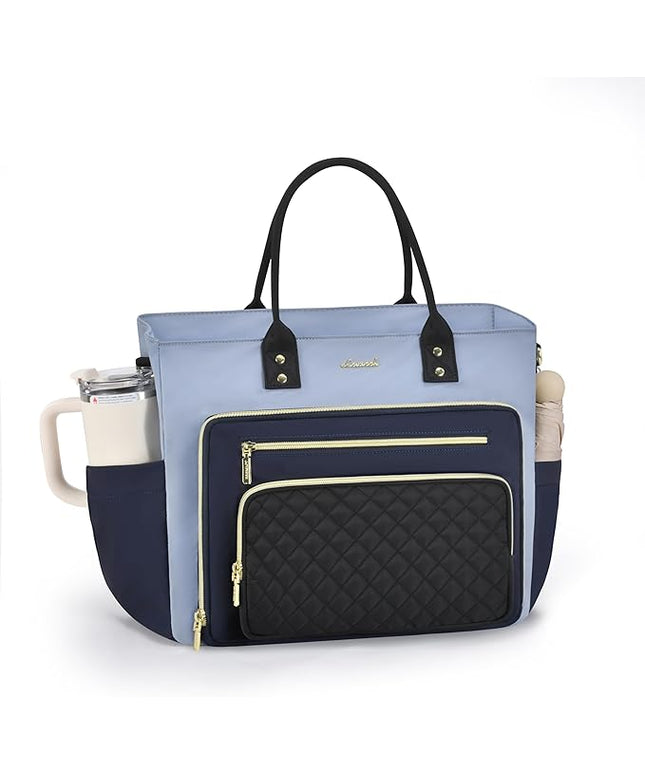 LOVEVOOK Laptop Tote Bag for Women, Teacher Work Bags Computer Laptop Bag, Nurse Bags With Large Cup Holder, Professional Briefcase Business Large Purses Handbag, Diaper Bag Mother Gift, 17 Inch