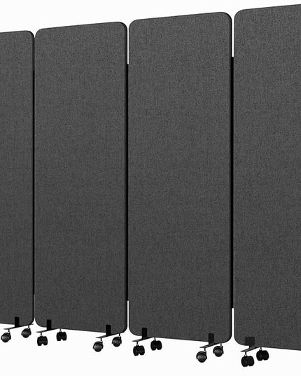 Soundproof Room Divider W/Wheels, 66in Office Dividers for Sound Proofing & Reducing, Sound Proof Dividers for Office Partitions Portable Acoustic Wall Divider (Dark Grey, 4 Panel-95''Wide)