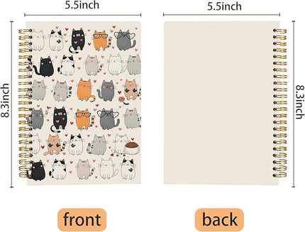 Cute Cat Spiral Notebook Journal 5.5x8.3, Cats Lovers Mom Lady Gifts Journal for Women, Cat Office Supplies, Pet Lovers Gifts Journaling Notebooks
