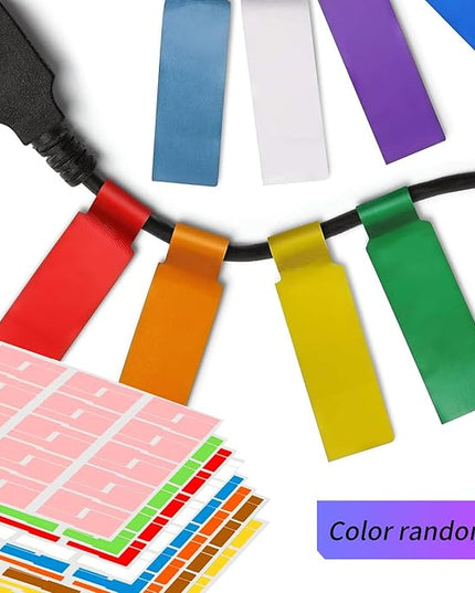 600 PCS Cable Labels - 12 Color Wire Tags for Laser Printing & Handwriting, Waterproof Tear-Resistant Cord Organizers, Strong Adhesive for IT, Office & Industrial Use